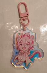 Pink cat Demon Holographic 2" acrylic keychain charm