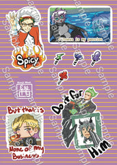 Silly Villain Boys Sticker Sheet Vol 2.